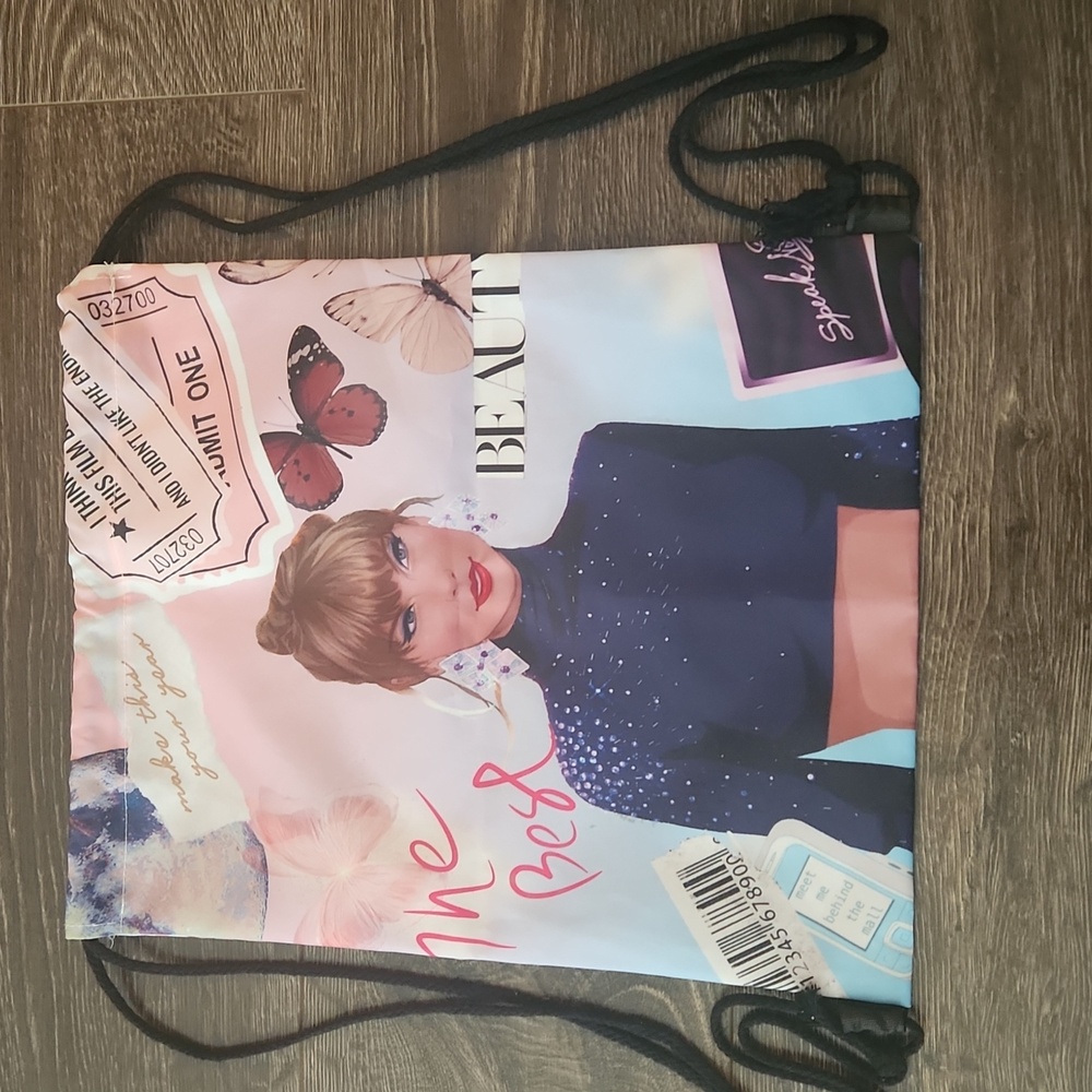 Taylor Swift  Drawstring Bag with Graphic Design on Both Sides - NEW Swim Bag